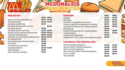 mcdonald's menu prijzen.